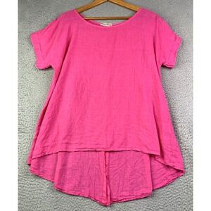 Terzo Millennio Blouse Womens Size Medium 100% Italian Linen Lagenlook Pink
